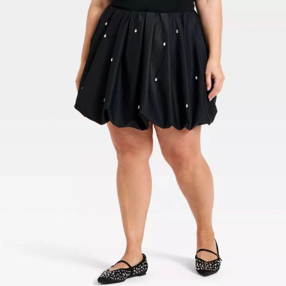 A new day Womens bubble Black Skirt Rhinestone detail SIZE XL